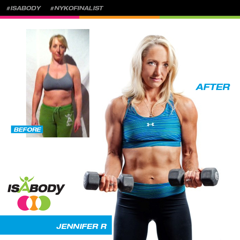 Jennifer before and after photos. She used Isagenix 30 day sytem to lose weight.