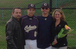 Dawn with her family at a baseball game.