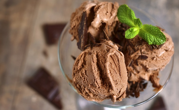 Bowl of chocolate mint ice cream