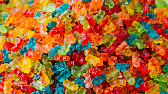 A pile of colorful gummy bears