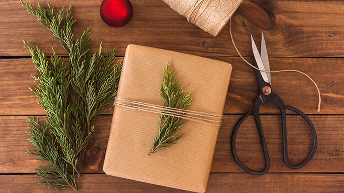 Wrap your gifts in homemade paper and bows