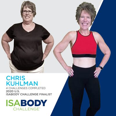 Before and after photos of Chris Kuhlman, 2020 U.S. IsaBody Challenge Finalist