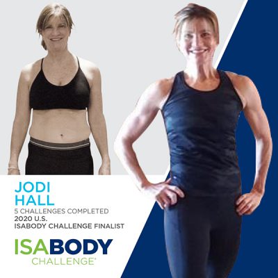 Before and after photos of Jodi Hall, 2020 U.S. IsaBody Challenge Finalist