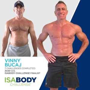 Before and after photos of Vinny Bucaj, 2020 U.S. IsaBody Challenge Finalist