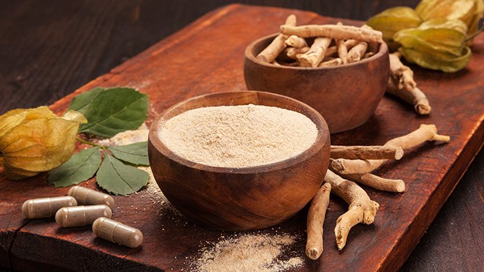 Ashwagandha root and root powder.