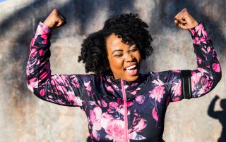 happy woman, exercising, outdoors