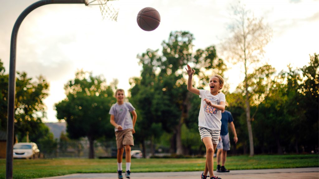 Kids playing basketball