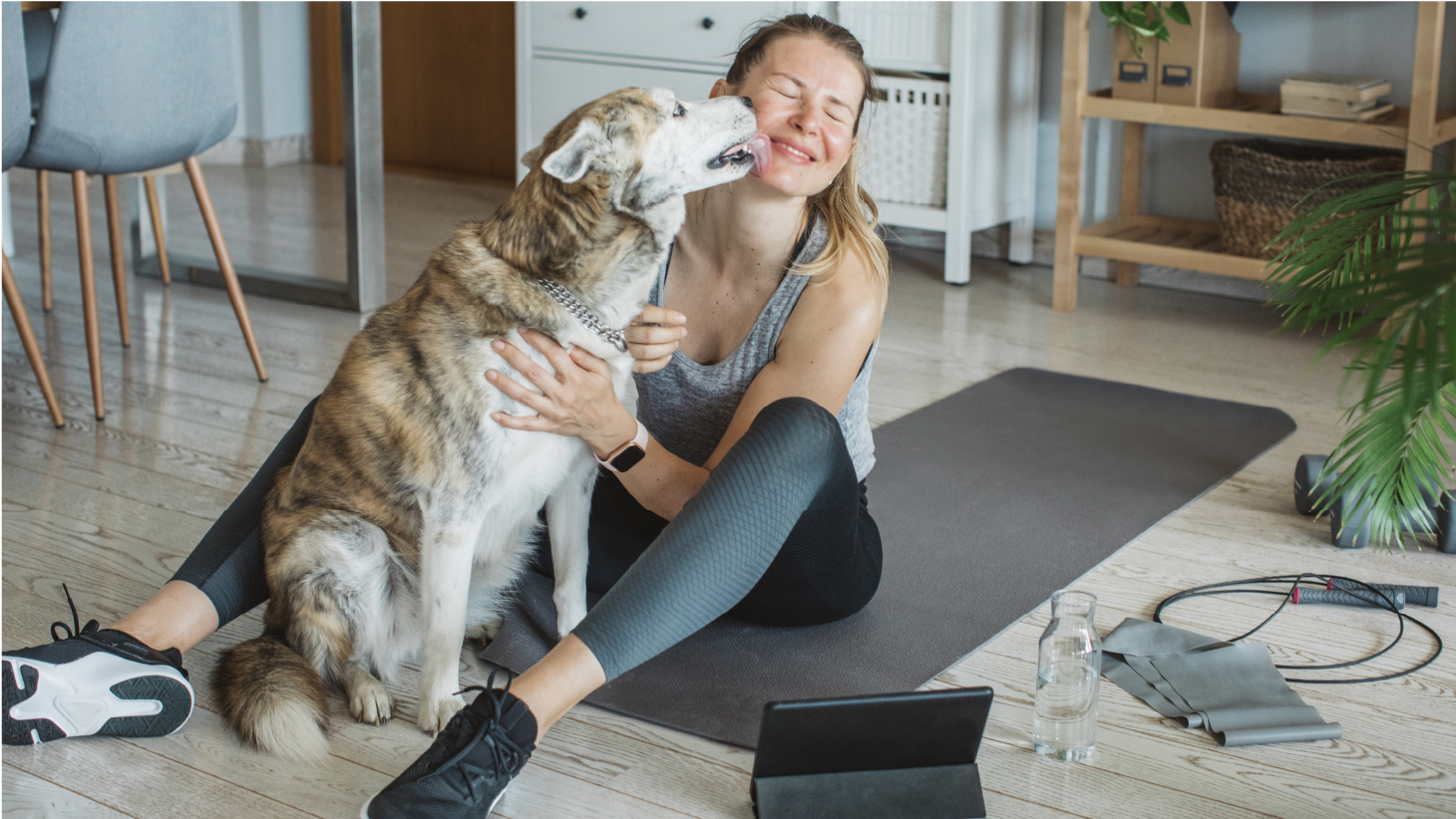 woman and dog working out _ intermediate