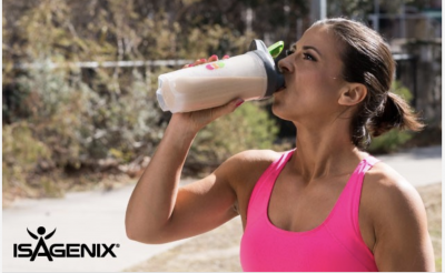 Woman drinking Isagenix shake