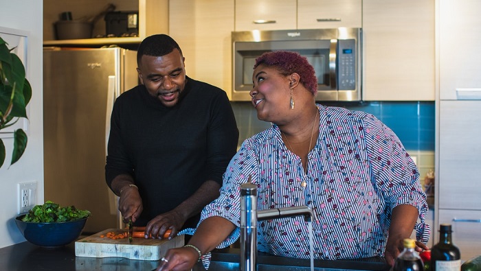 Man and woman cooking