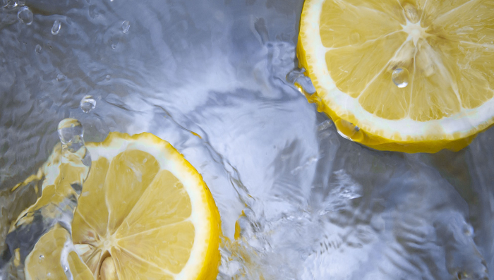 Lemon slices floating in water