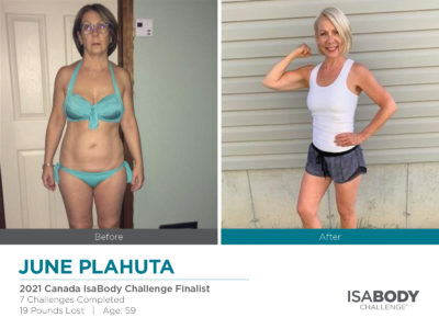 Before and after photos of June Plahuta