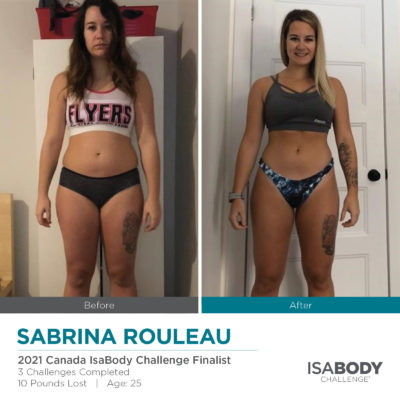 Before and after photos of Sabrina Rouleau