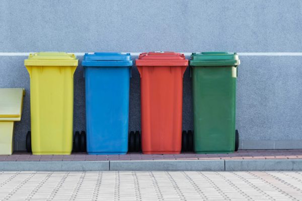 Colored recycling bins