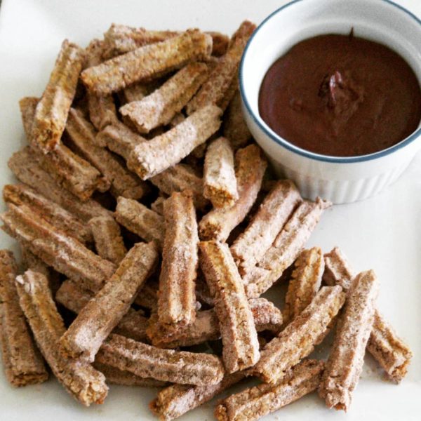 Whole Blend churros with chocolate sauce